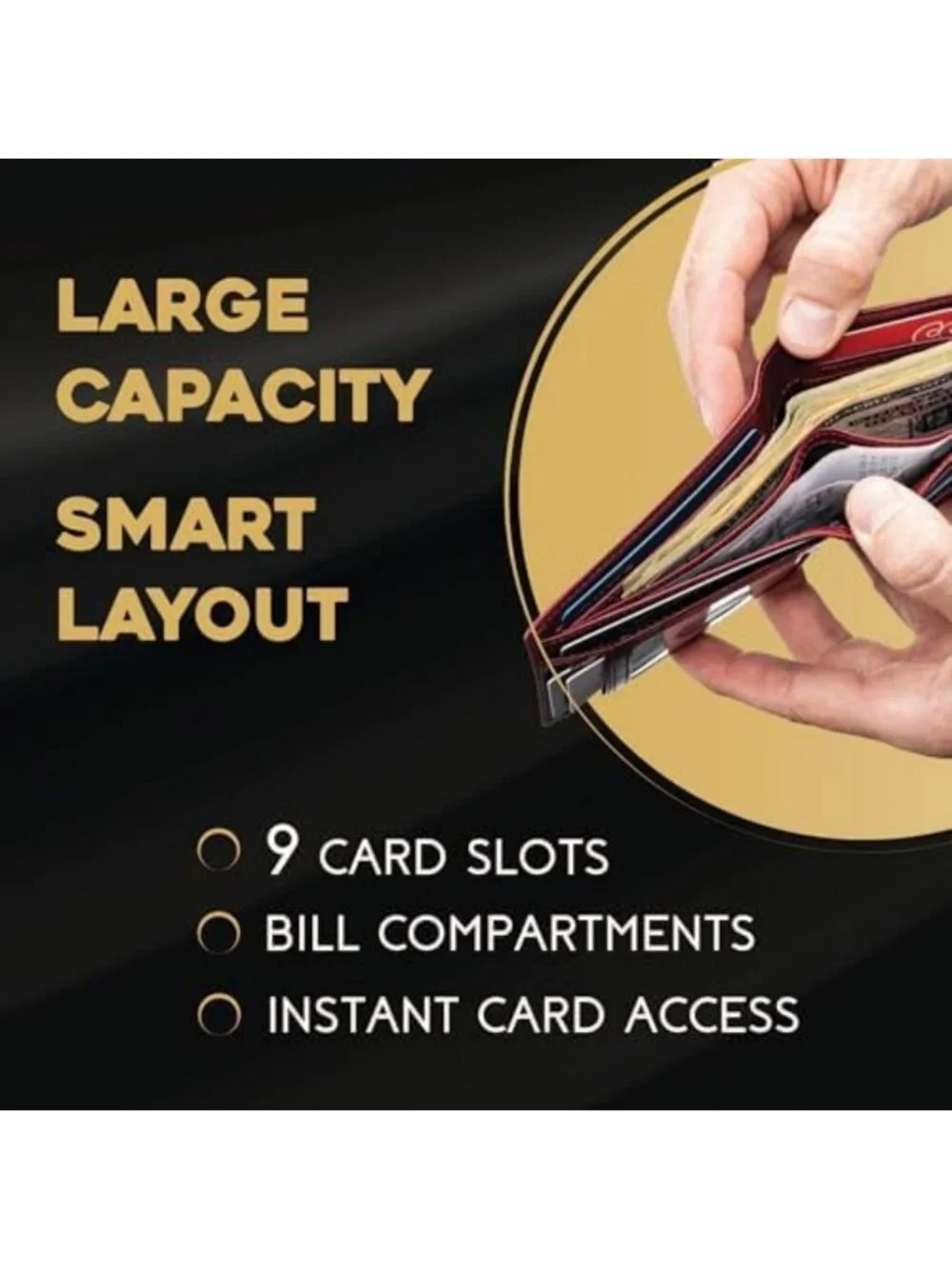 Men's RFID Blocking Leather Bifold Wallet with ID Window, Slim & Stylish Design